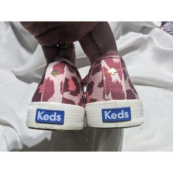 Keds X Kate Spade Womens Kickstart Leopard Pink Lace up Sneaker 7 Velour Laces - Picture 5 of 6
